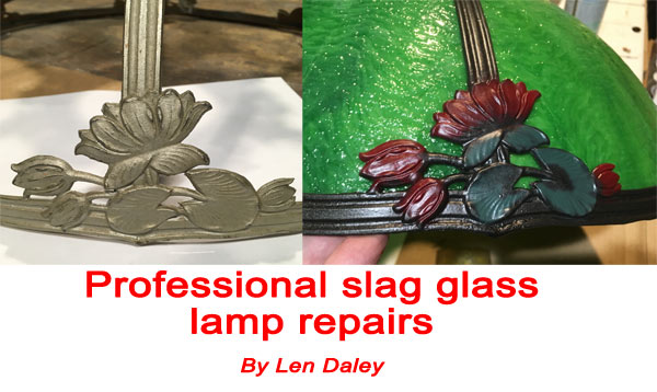 Bent slag glass lamp repair